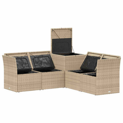 Sofa Sæt 5 stk. Beige og lys grå Poly Rattan og Stål