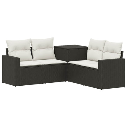Sofa Sæt 5 stk. Sort og Cremehvid Poly Rattan og Stål