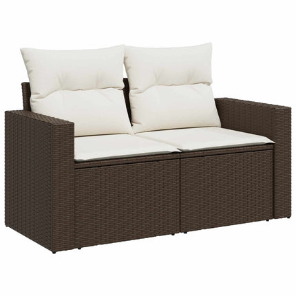 Sofa Sæt 5 stk. Brun og Creme Hvid Poly Rattan og Stål