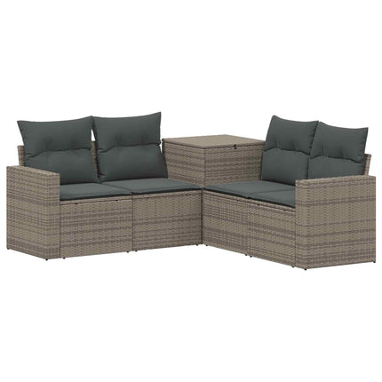 Sofa Sæt 5 stk. Grå og Mørkegrå Poly Rattan og Stål
