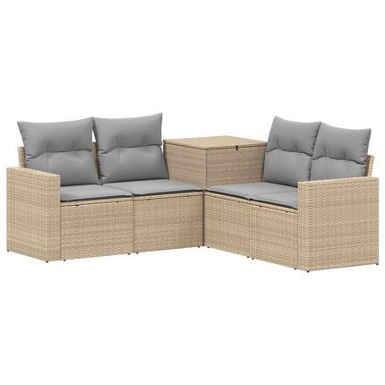 Sofa Sæt 5 stk. Beige og lys grå Poly Rattan og Stål