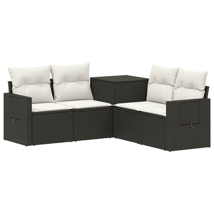 Sofa Sæt 5 stk. Sort og Cremehvid Poly Rattan og Stål