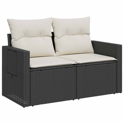 Sofa Sæt 5 stk. Sort og Cremehvid Poly Rattan og Stål