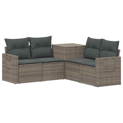 Sofa Sæt 5 stk. Grå og Mørkegrå Poly Rattan og Stål