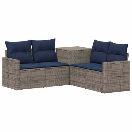 Sofa Sæt 5 stk. Grå og Marineblå 179 x 179 x 85 cm