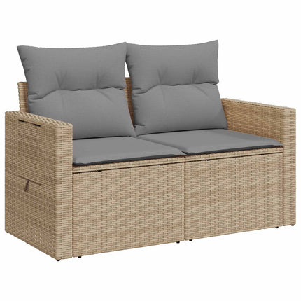 Sofa Sæt 5 stk. Beige og lys grå Poly Rattan og Stål