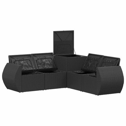 Sofa Sæt 5 stk. Sort og Cremehvid Poly Rattan og Stål