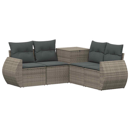 Sofa Sæt 5 stk. Grå og Mørkegrå Poly Rattan og Stål