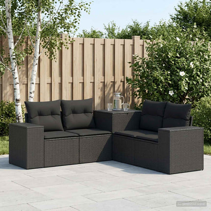 Sofa Sæt 5 stk. Sort Poly Rattan og Stål