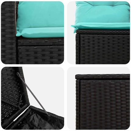Sofa Sæt 5 stk. Sort og Blå 200 x 200 x 85 cm