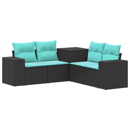 Sofa Sæt 5 stk. Sort og Blå 200 x 200 x 85 cm