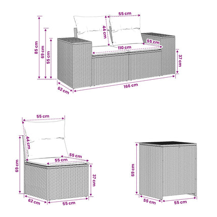 Sofa Sæt 5 stk. Sort og Blå 200 x 200 x 85 cm