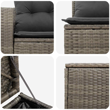 Sofa Sæt 5 stk. Grå og Mørkegrå Poly Rattan og Stål