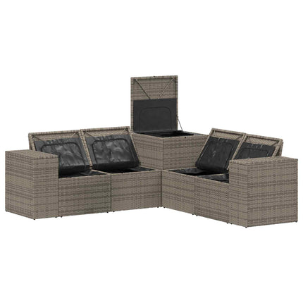 Sofa Sæt 5 stk. Grå og Mørkegrå Poly Rattan og Stål