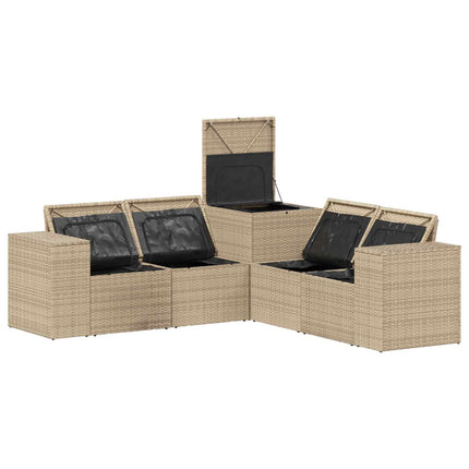 Sofa Sæt 5 stk. Beige og cremehvid Poly Rattan og Stål
