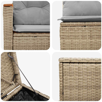 Sofa Sæt 5 stk. Beige og lys grå Poly Rattan og Stål