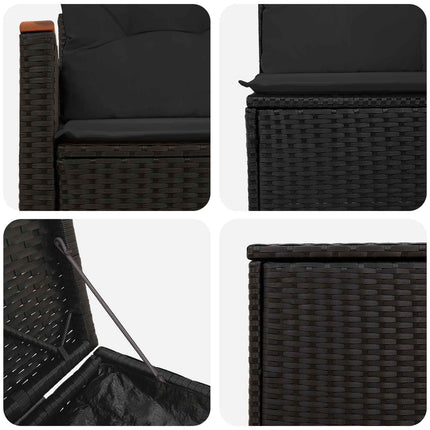 Sofa Sæt 5 stk. Sort Poly Rattan og Stål