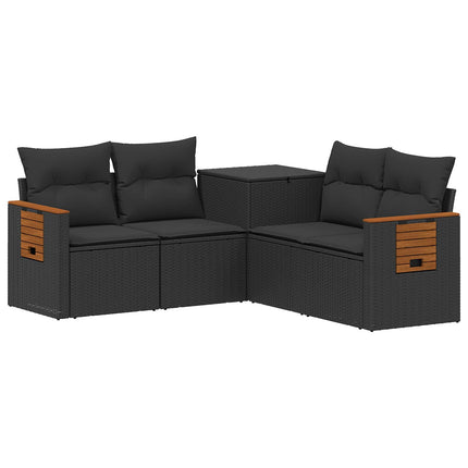 Sofa Sæt 5 stk. Sort Poly Rattan og Stål