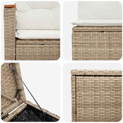 Sofa Sæt 5 stk. Beige og cremehvid Poly Rattan og Stål
