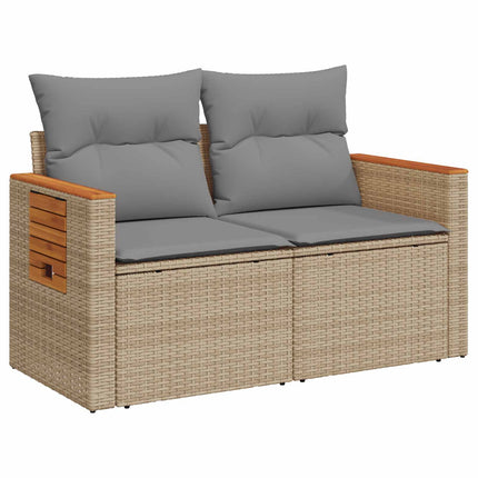 Sofa Sæt 5 stk. Beige og lys grå Poly Rattan og Stål