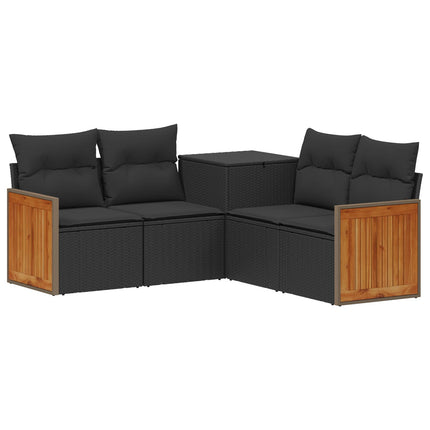 Sofa Sæt 5 stk. Sort Poly Rattan og Stål
