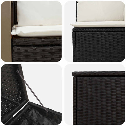 Sofa Sæt 5 stk. Sort og Cremehvid Poly Rattan og Stål