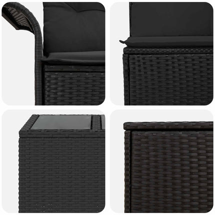 Sofa Sæt 8 stk. Sort Poly Rattan og Stål