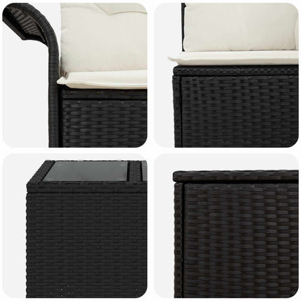 Sofa Sæt 8 stk. Sort og Cremehvid Poly Rattan og Stål