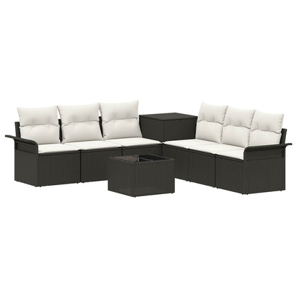 Sofa Sæt 8 stk. Sort og Cremehvid Poly Rattan og Stål