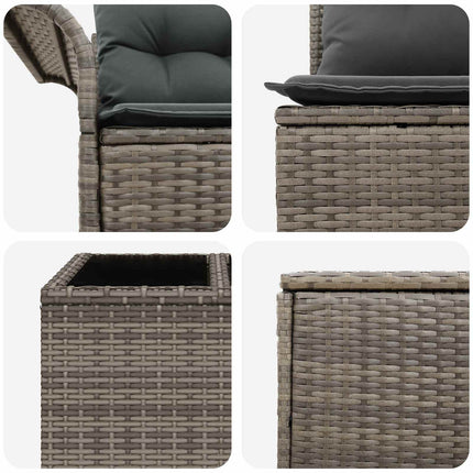 Sofa Sæt 8 stk. Grå og Mørkegrå Poly Rattan og Stål
