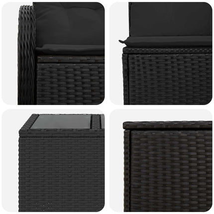 Sofa Sæt 8 stk. Sort Poly Rattan og Stål