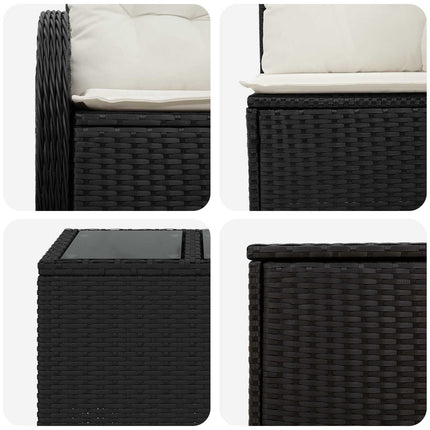 Sofa Sæt 8 stk. Sort og Cremehvid Poly Rattan og Stål
