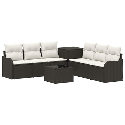 Sofa Sæt 8 stk. Sort og Cremehvid Poly Rattan og Stål