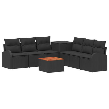Sofa Sæt 8 stk. Sort Poly Rattan og Stål