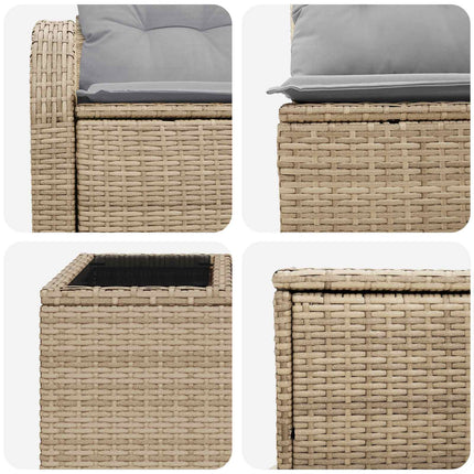 Sofa Sæt 8 stk. Beige og lys grå Poly Rattan og Stål