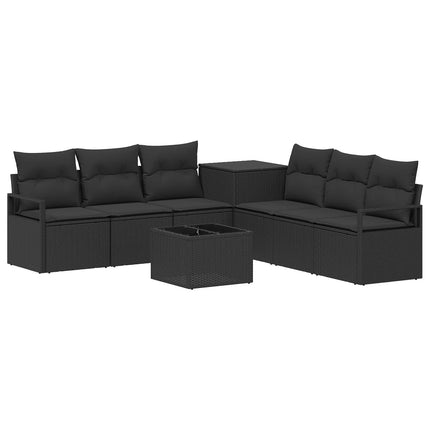 Sofa Sæt 8 stk. Sort Poly Rattan og Stål