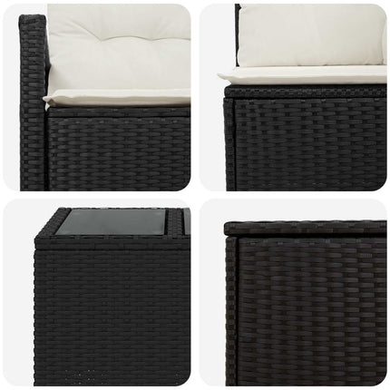 Sofa Sæt 8 stk. Sort og Cremehvid Poly Rattan og Stål
