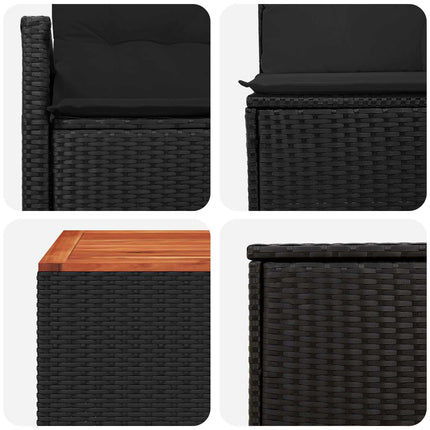 Sofa Sæt 8 stk. Sort Poly Rattan og Stål
