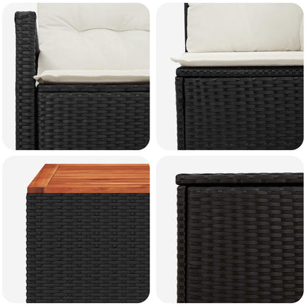 Sofa Sæt 8 stk. Sort og Cremehvid Poly Rattan og Stål