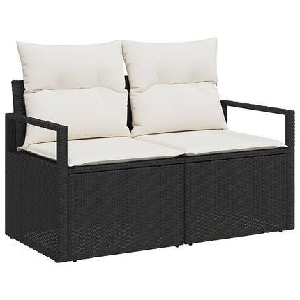 Sofa Sæt 8 stk. Sort og Cremehvid Poly Rattan og Stål