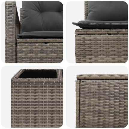 Sofa Sæt 8 stk. Grå og Mørkegrå Poly Rattan og Stål