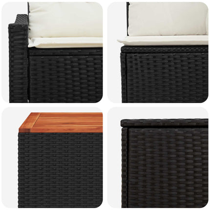 Sofa Sæt 8 stk. Sort og Cremehvid Poly Rattan og Stål