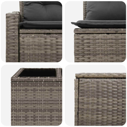 Sofa Sæt 8 stk. Grå og Mørkegrå Poly Rattan og Stål