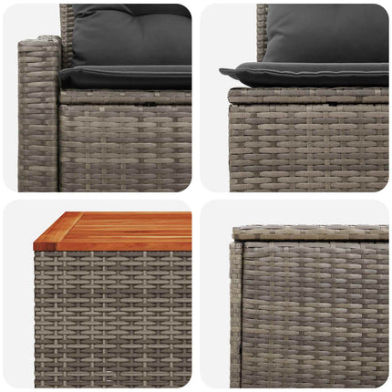 Sofa Sæt 8 stk. Grå og Mørkegrå Poly Rattan og Stål