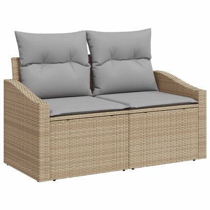 Sofa Sæt 8 stk. Beige og lys grå Poly Rattan og Stål