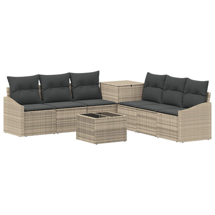 Sofa Sæt 8 stk. Lysegrå og mørkegrå Poly Rattan og Stål