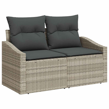 Sofa Sæt 8 stk. Lysegrå og mørkegrå Poly Rattan og Stål