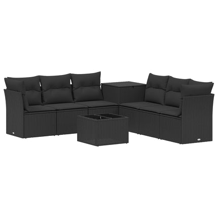 Sofa Sæt 8 stk. Sort Poly Rattan og Stål