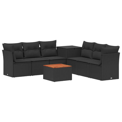 Sofa Sæt 8 stk. Sort Poly Rattan og Stål
