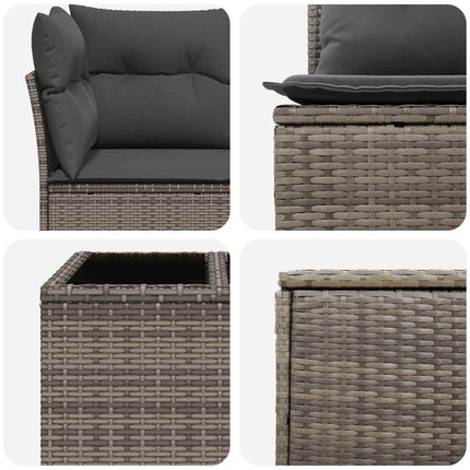 Sofa Sæt 8 stk. Grå og Mørkegrå Poly Rattan og Stål